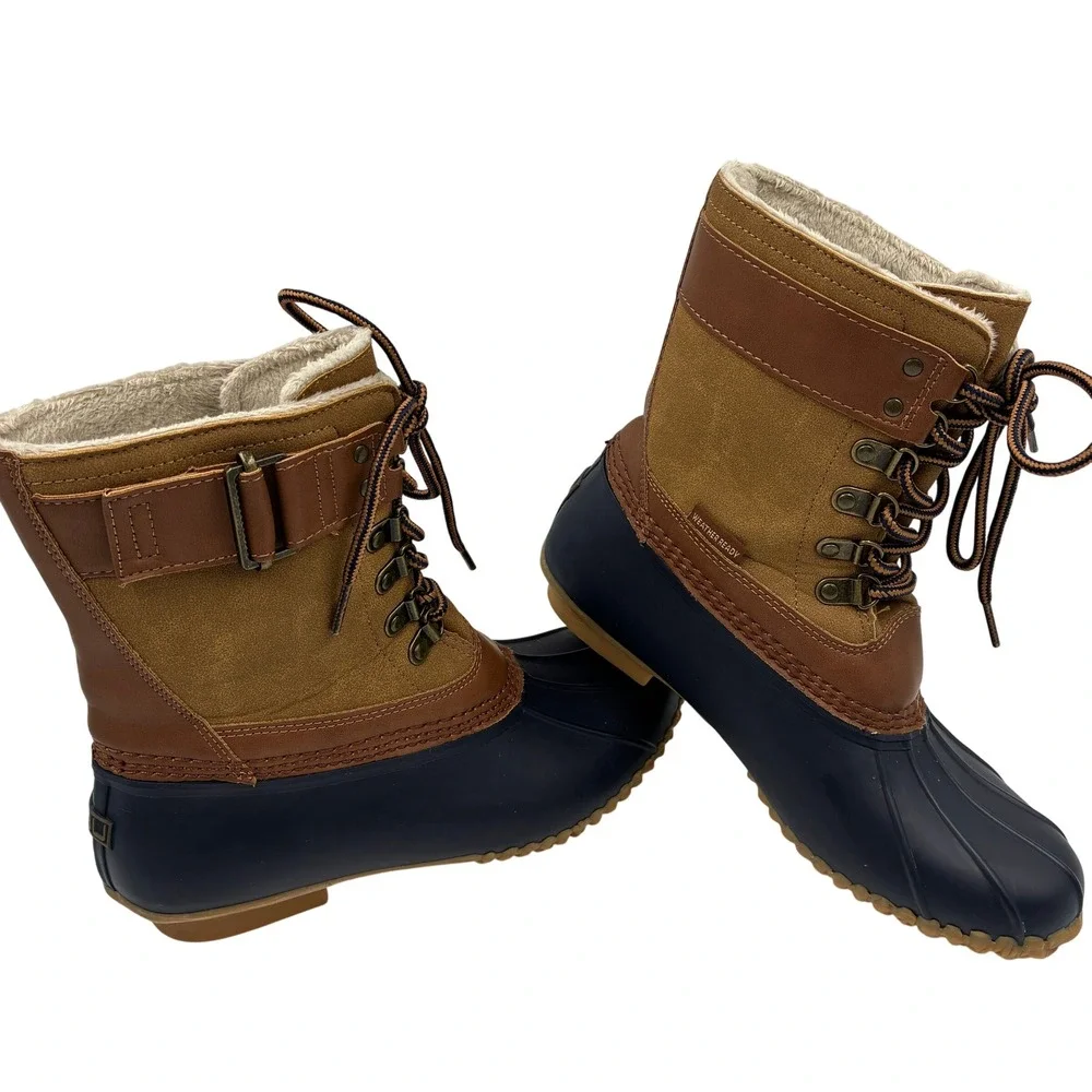 JBU by Jambu Calgary Women's Size 7M Weather ready Duck Boots Blue Brown FauxFur